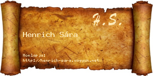 Henrich Sára névjegykártya